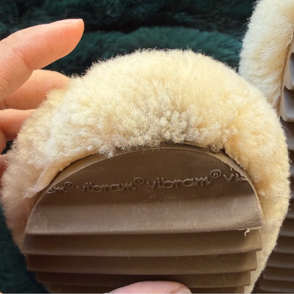 Seavees Cream Shearling Clogs with Tan Strap - Picture 7 of 10